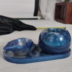 Hand Crafted Blue Marble Accent Set
